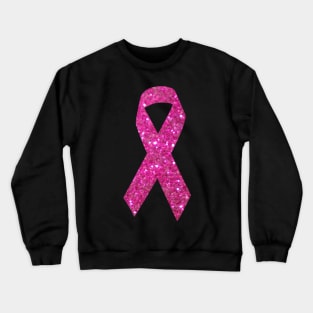 Pink Faux Glitter Awareness Ribbon Crewneck Sweatshirt